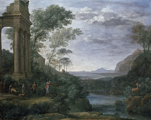 Claude Lorrain, Ascanius Shooting the Stag of Sylvia, 1682. An example of a 'history' painting combined with a landscape.