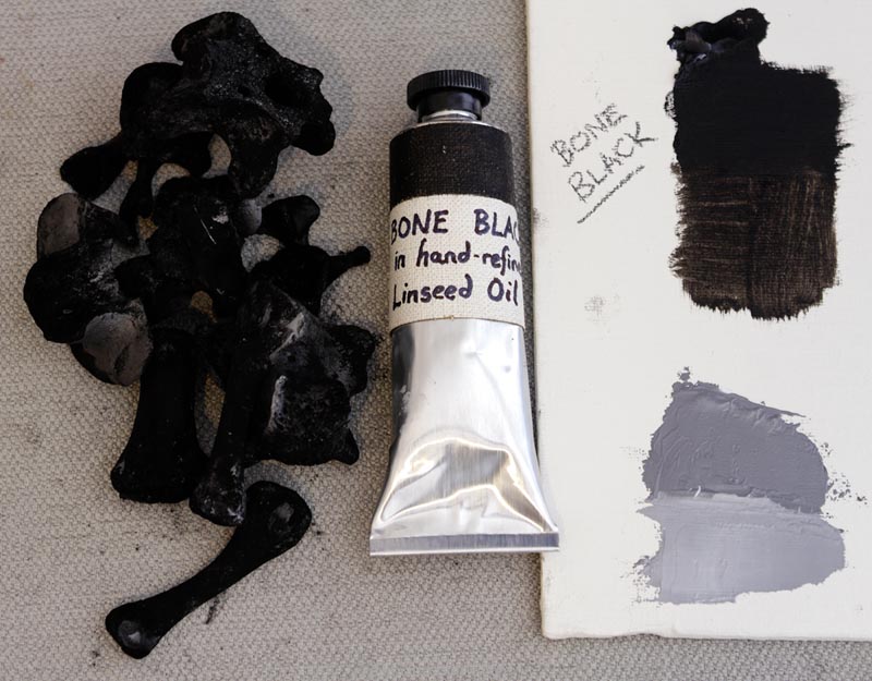 Making bone black oil paint, Damian Osborne