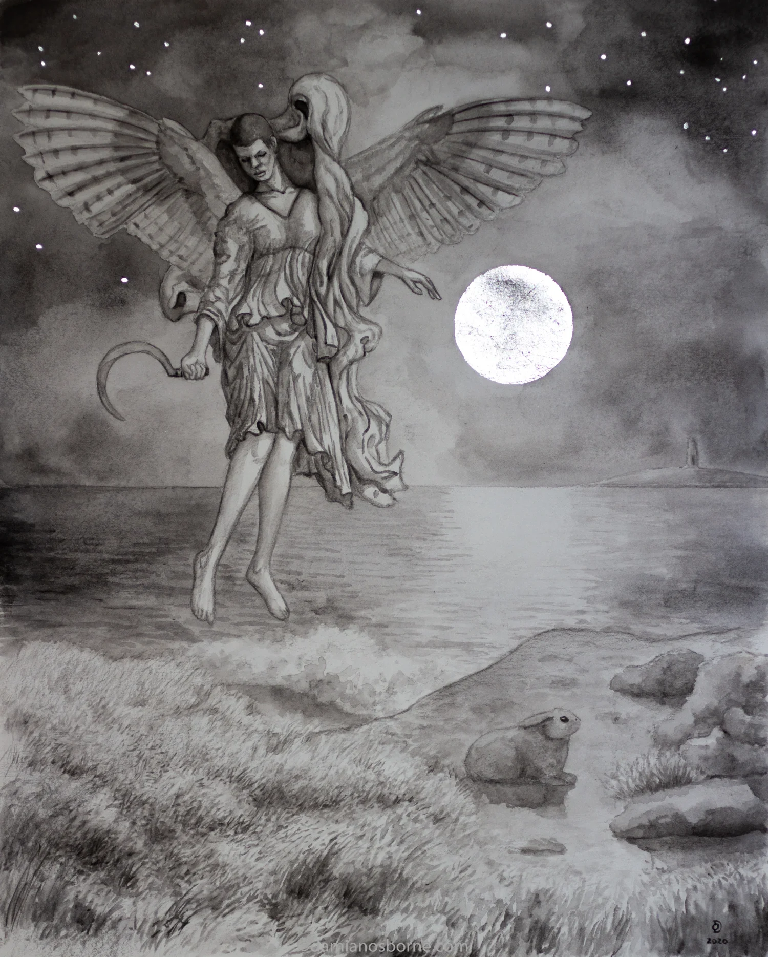 Mixed Media Figurative Art on Paper by Damian Osborne, contemporary portfolio